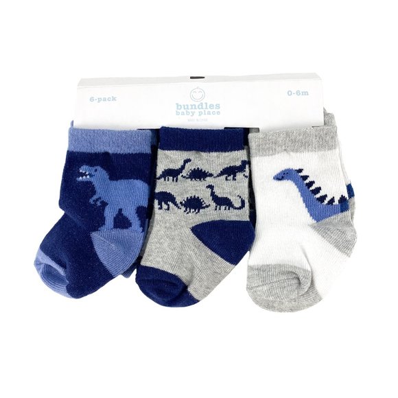 THE CHILDREN'S PLACE: Bundles Baby Place Dinosaur Socks 6-Pack 0-6M - Picture 1 of 5
